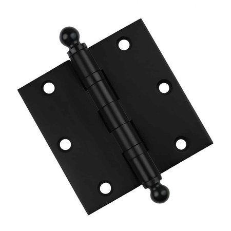 EMBASSY 3-1/2 x 3-1/2 Solid Brass Hinge, Flat Black Finish with Ball Tips 3535BBUS19B-1